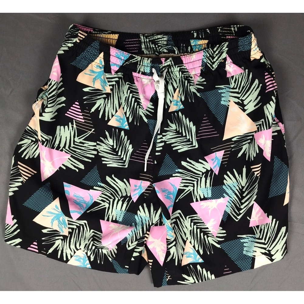 Chubbies Geometric Black Swim Trunks Mens Large Mesh‎ Shorts Triangle Board